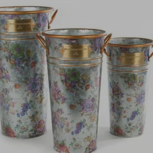 NWT Flower Market Galvanized Buckets - Set of Three - Picture 1 of 7